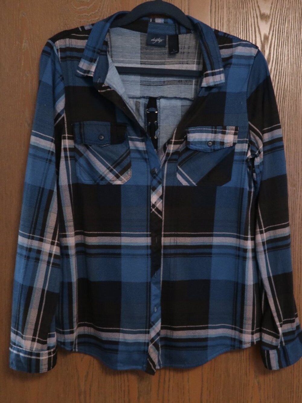 Daytrip blue plaid shirt with lace up back
